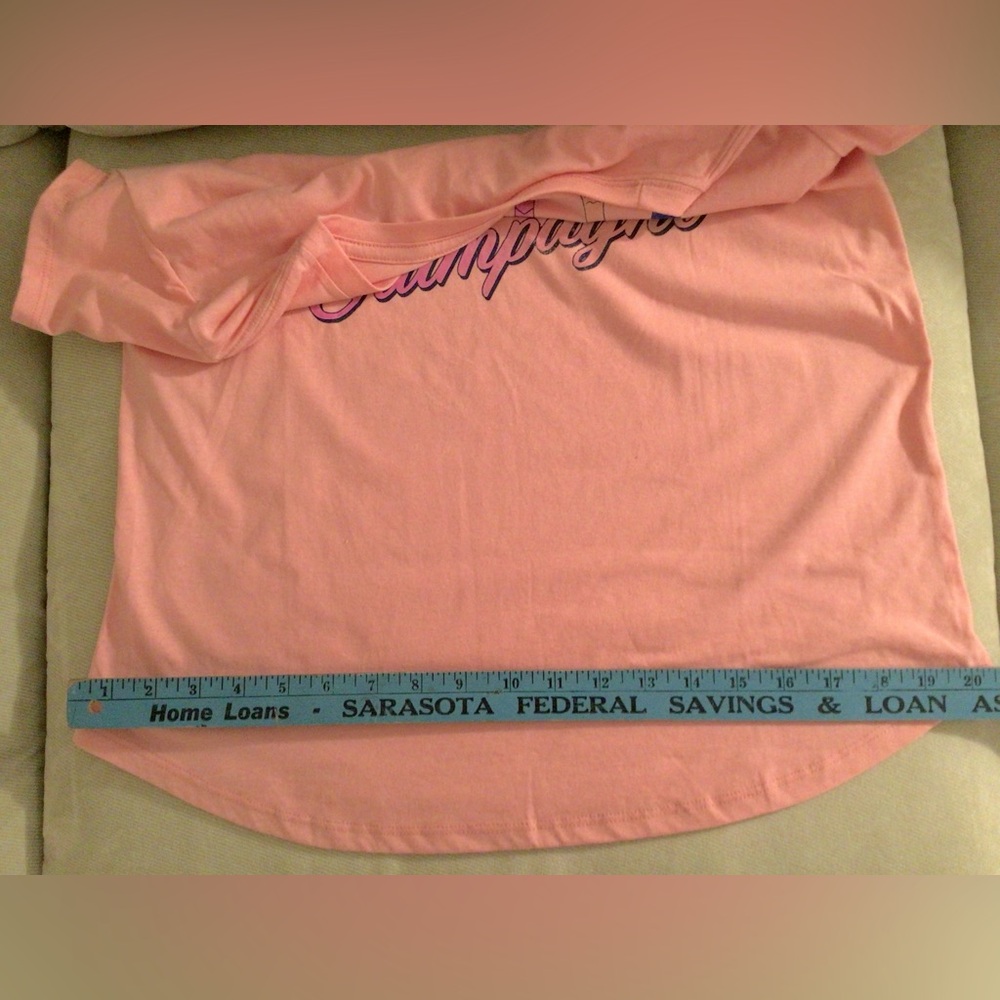 Adiva Pink Blame The Champagne Graphic Tee NWT  L  Preppy Casual Travel Beach - Picture 6 of 6